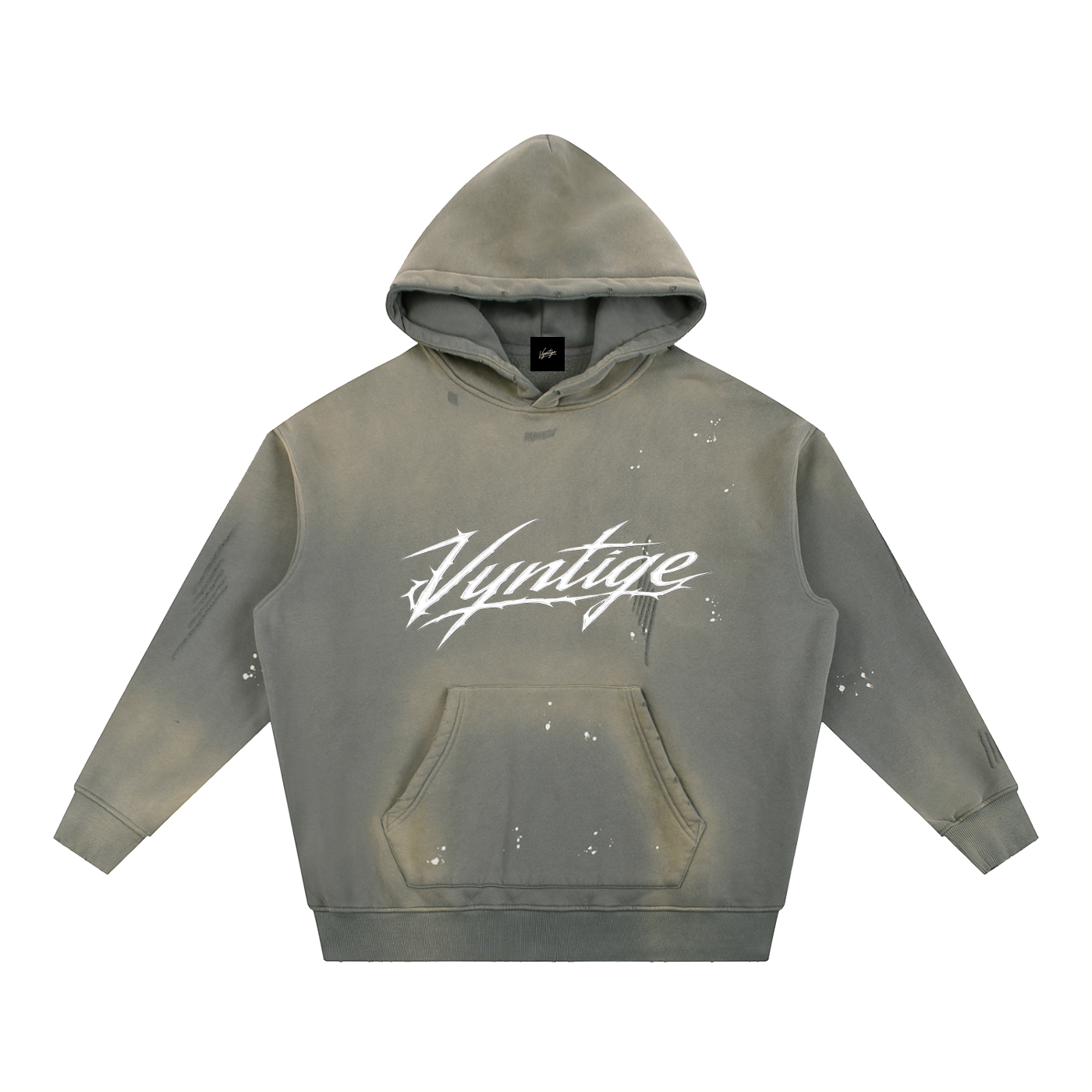 Vintage Washed Frayed Fleece Hoodie