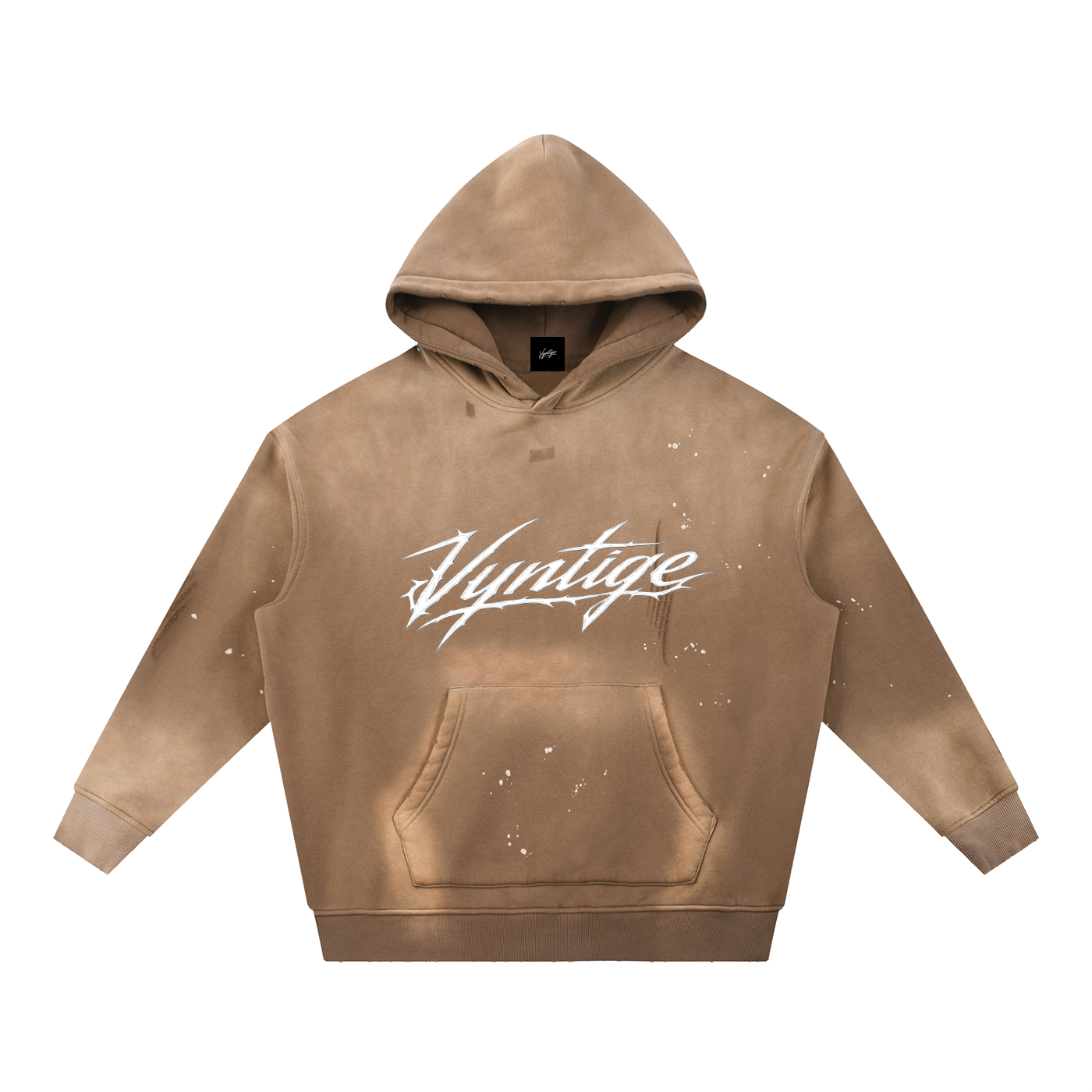 Vintage Washed Frayed Fleece Hoodie