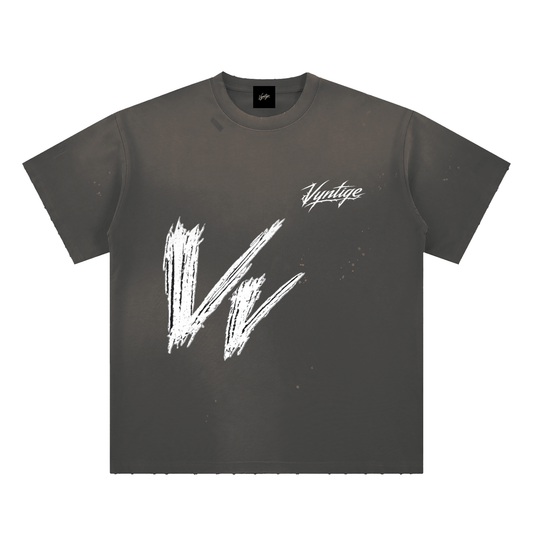 Hand-Frayed Sunfade Paint Splatter T-Shirt