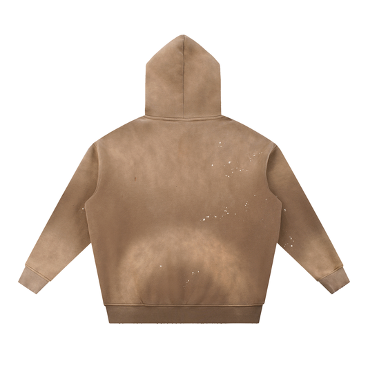 Vintage Washed Frayed Fleece Hoodie