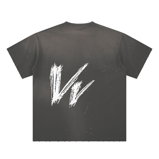 Hand-Frayed Sunfade Paint Splatter T-Shirt