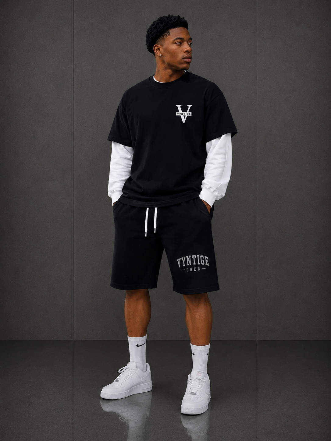 Vyntige Crew - Layered Contrast Long Sleeve Tee