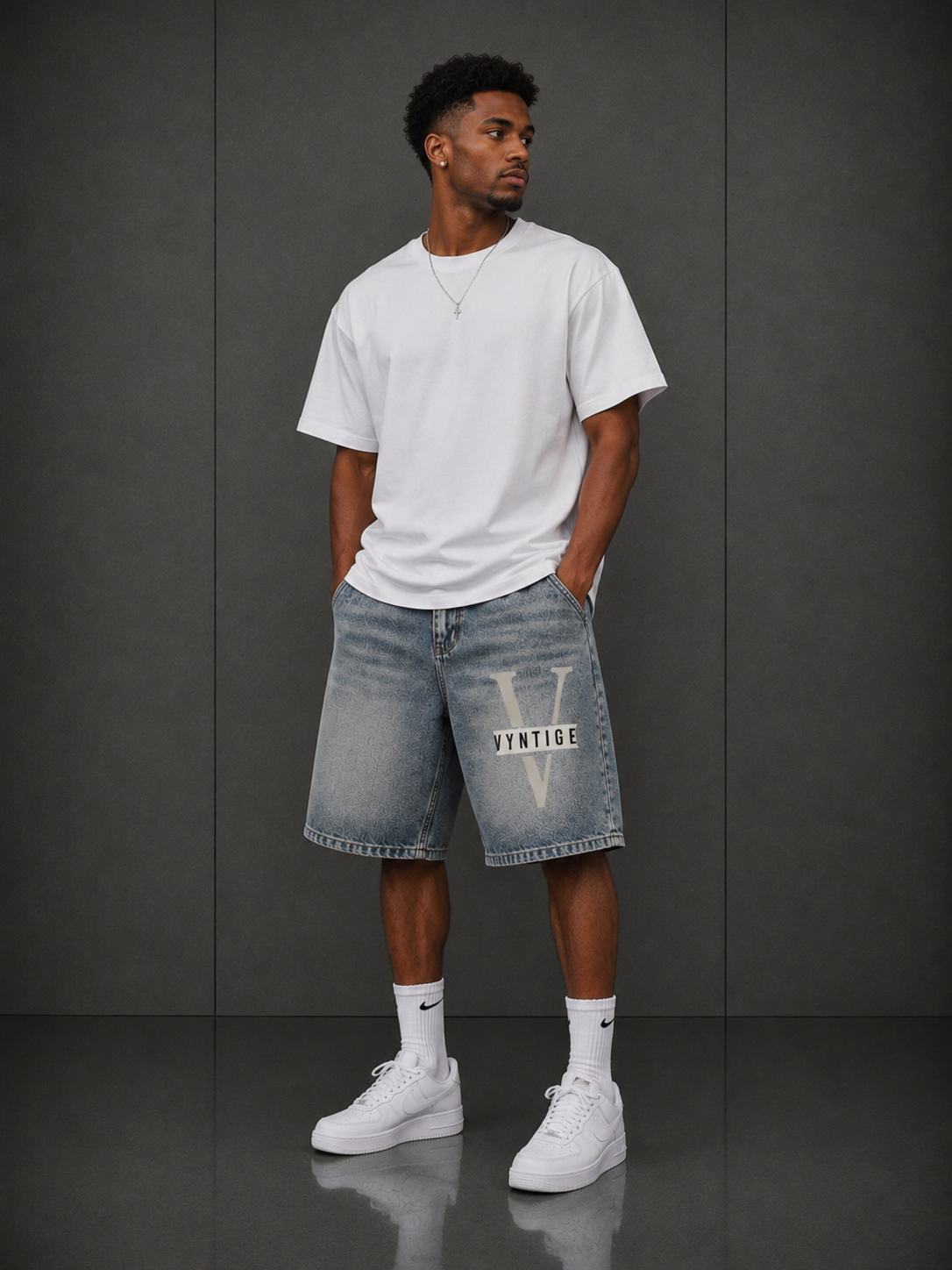Men's Vintage Wash Denim Shorts