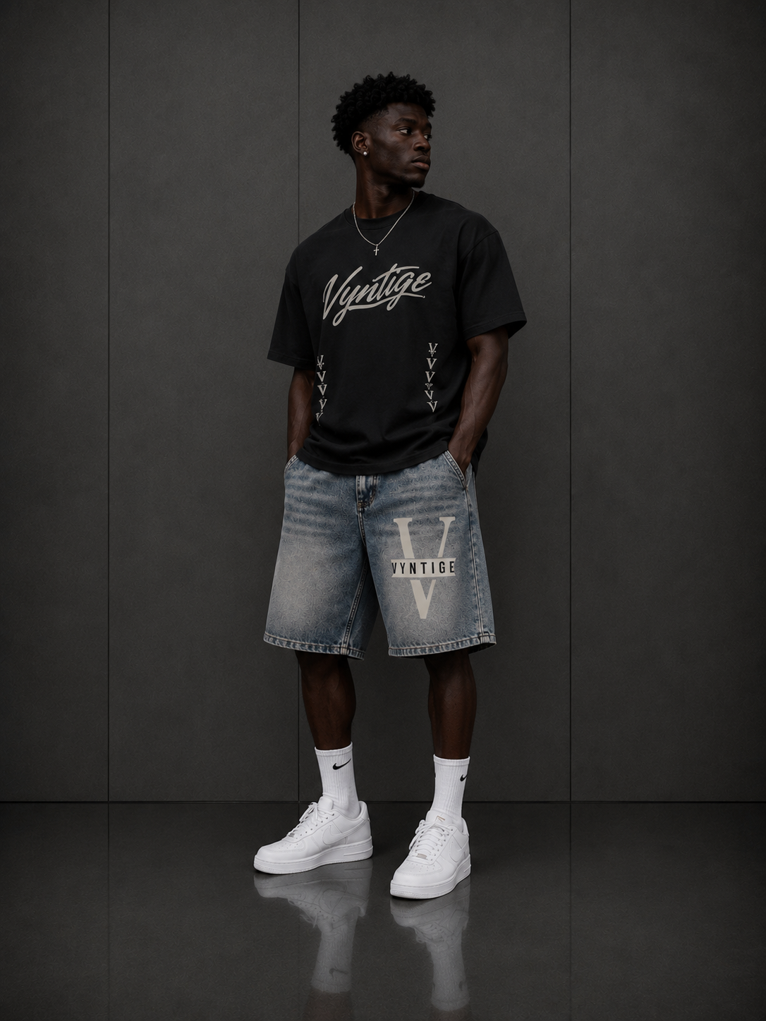 Men's Vintage Wash Denim Shorts